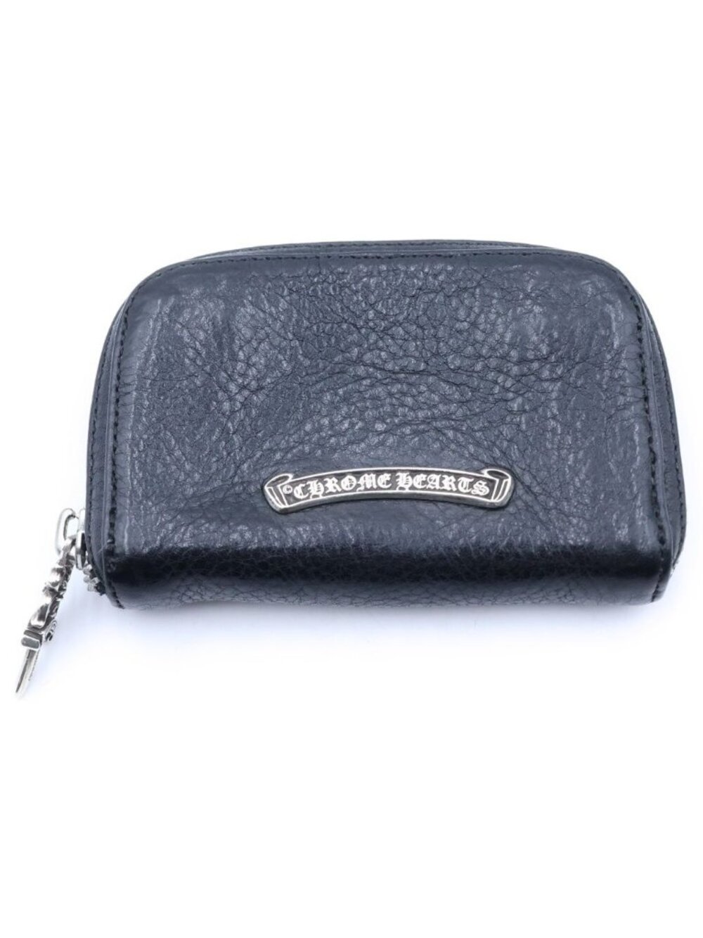 Chrome Hearts Coin Purse Dagger Round Zip Leather Wallet Black